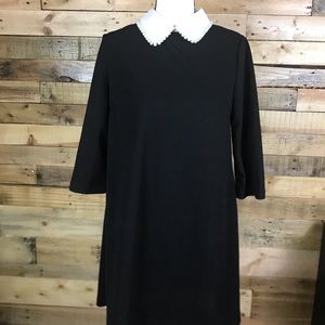 Shein Black Dress With Faux Pearl Collar